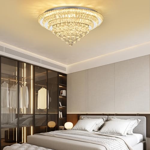 Elegant LED Crystal Raindrop Ceiling Light (Silver / 30 inches)