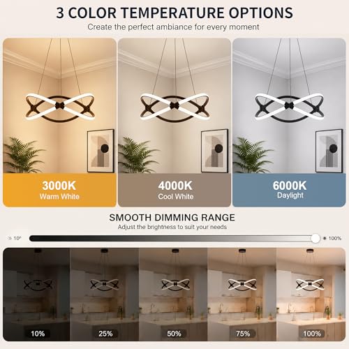 13.78 inches Black Dimmable Modern Led Chandelier with Remote Control