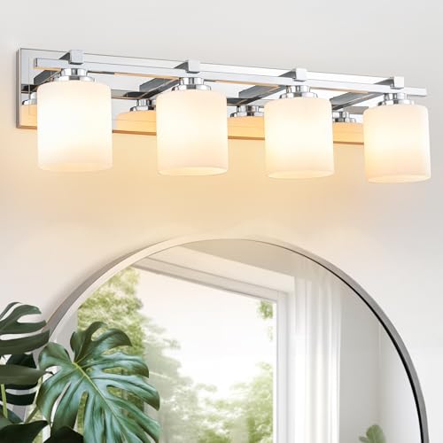 Modern Bathroom Light Fixtures Over Mirror (Chrome / 27.16 inch-4-Light)