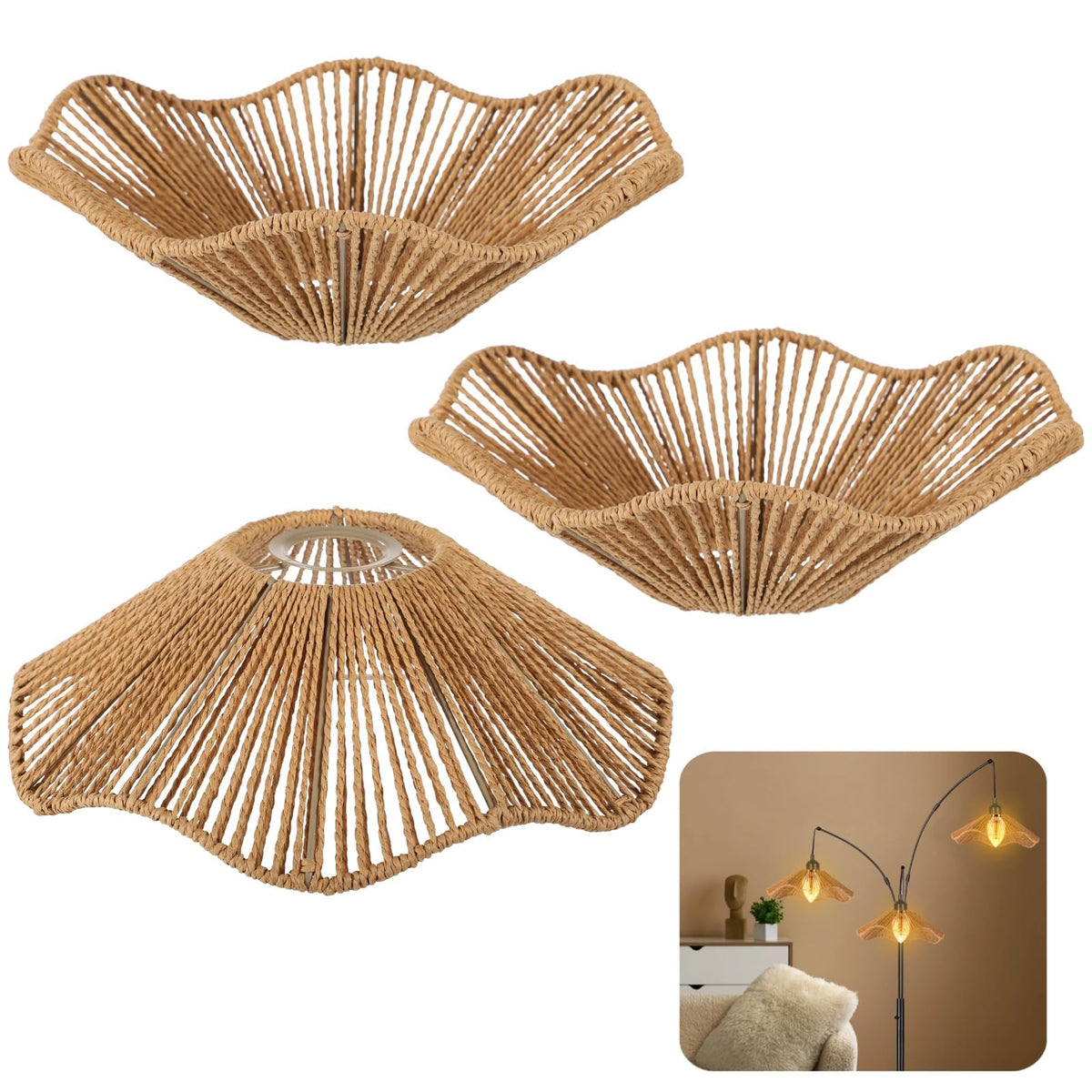 3PCS Rattan Lamp Shade (Wicker)