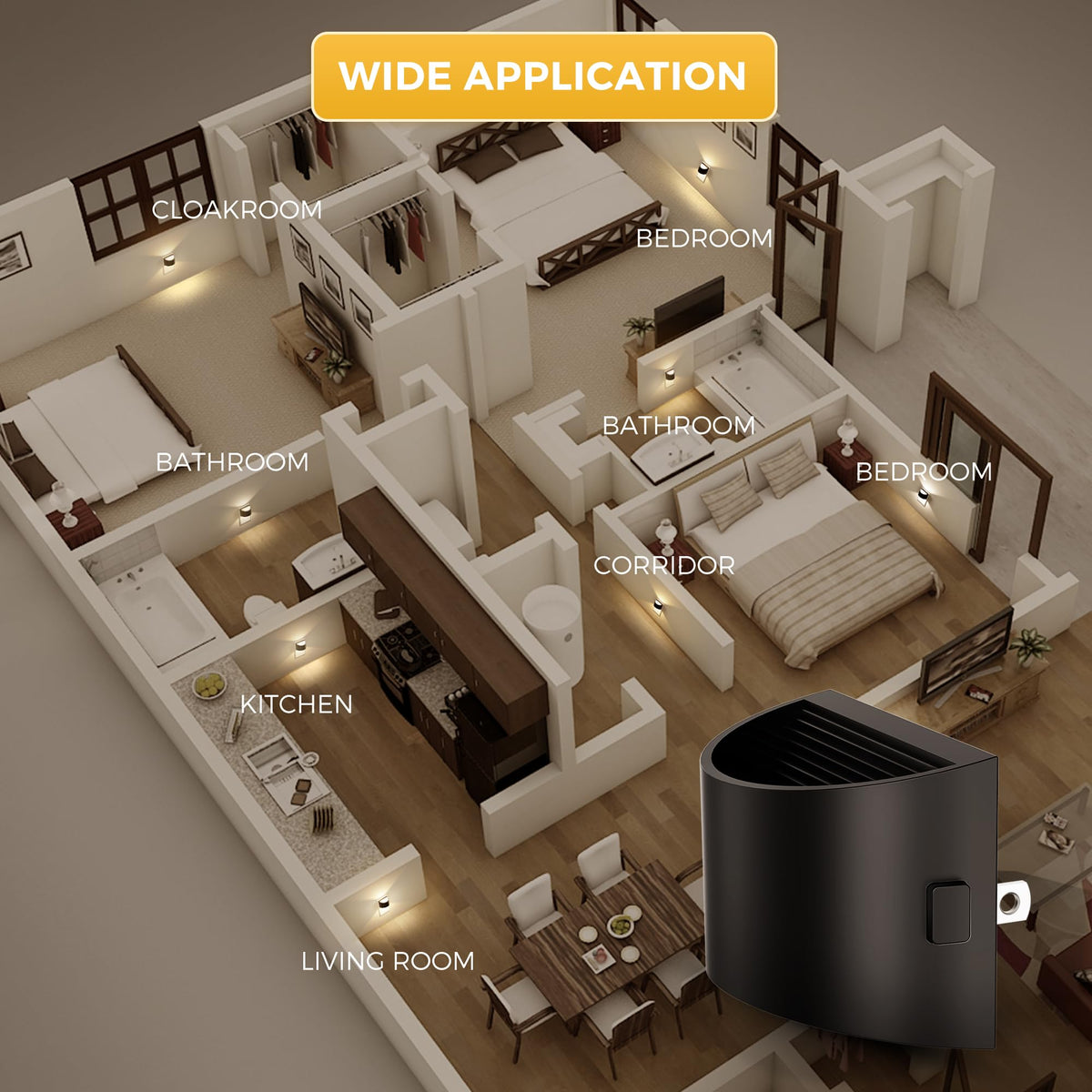 Night Lights Plug into Wall with 3CCT Adjustable (Black)