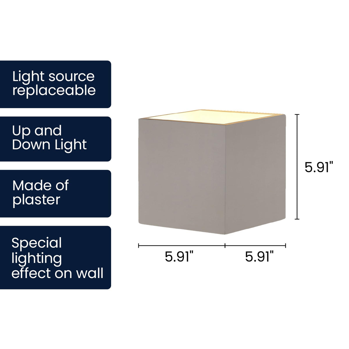4.5" White Plaster Wall Sconce Wall Decor (4.5" H x 4.5" L x 4.5" W)