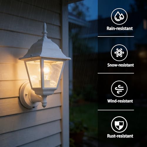 Dusk to Dawn Outdoor Porch Light Wall Mount (White / Dusk to Dawn Version)