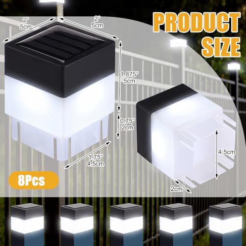 8 Pack Solar Post Cap Lights (White)