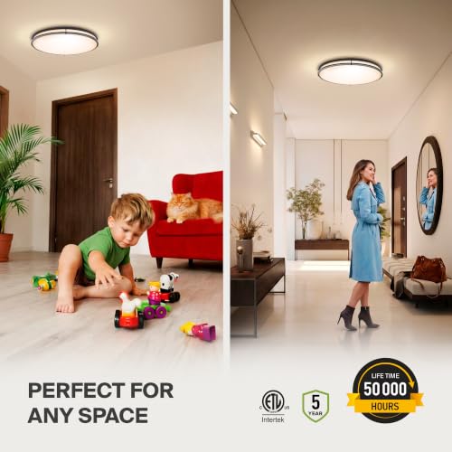 LED 24" Oval Flush Mount Lighting (Black)