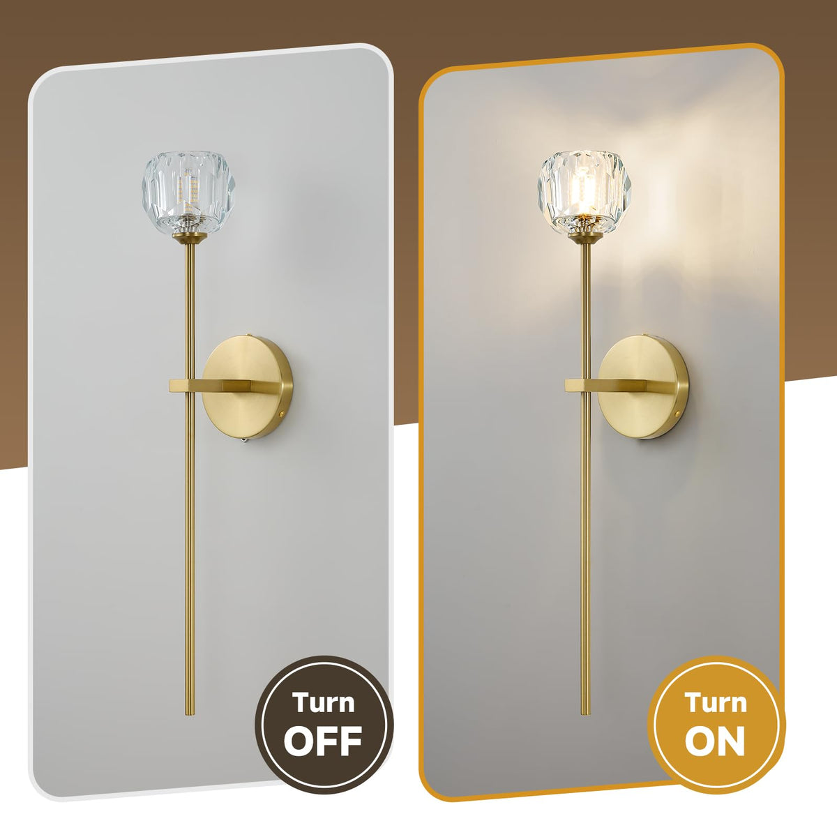 Gold Crystal Wall Sconces Brushed Brass Mid Century Modern Bathroom Sconce (Gold / 1 PC)