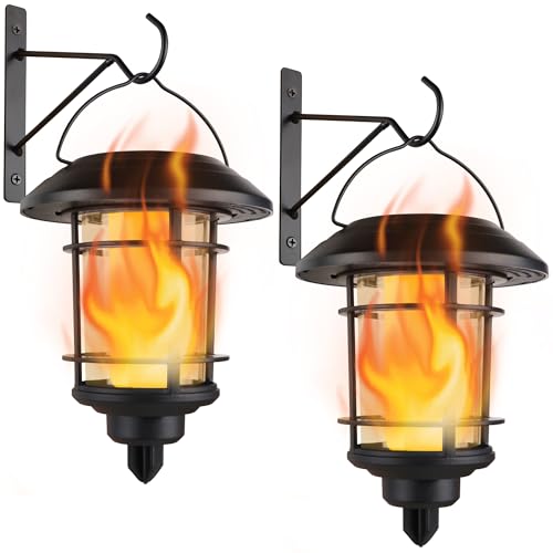 Solar Flame Wall Lanterns (Flickering Flame)