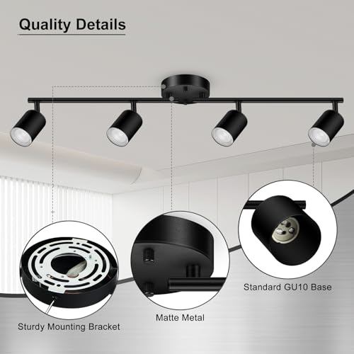4 Light Track Lighting Fixtures Ceiling (4 light-black)