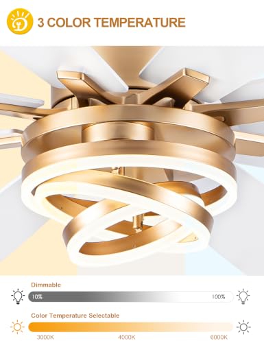 72" White and Gold Modern Ceiling Fans with Lights (White / 72 Inch)