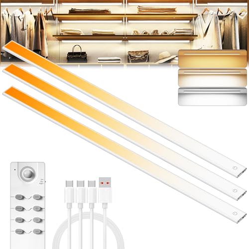 204 LED Under Cabinet Lights Wireless with Full Lighting (Silver / 60CM-3 PACK)