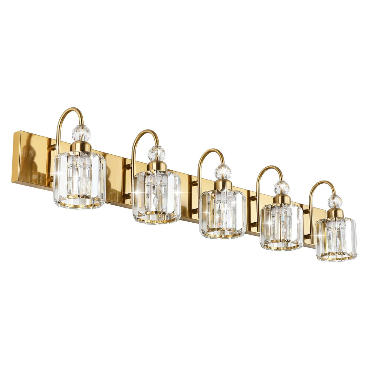 Crystal Vanity Lights 5 (Round-Brass / 5-light)
