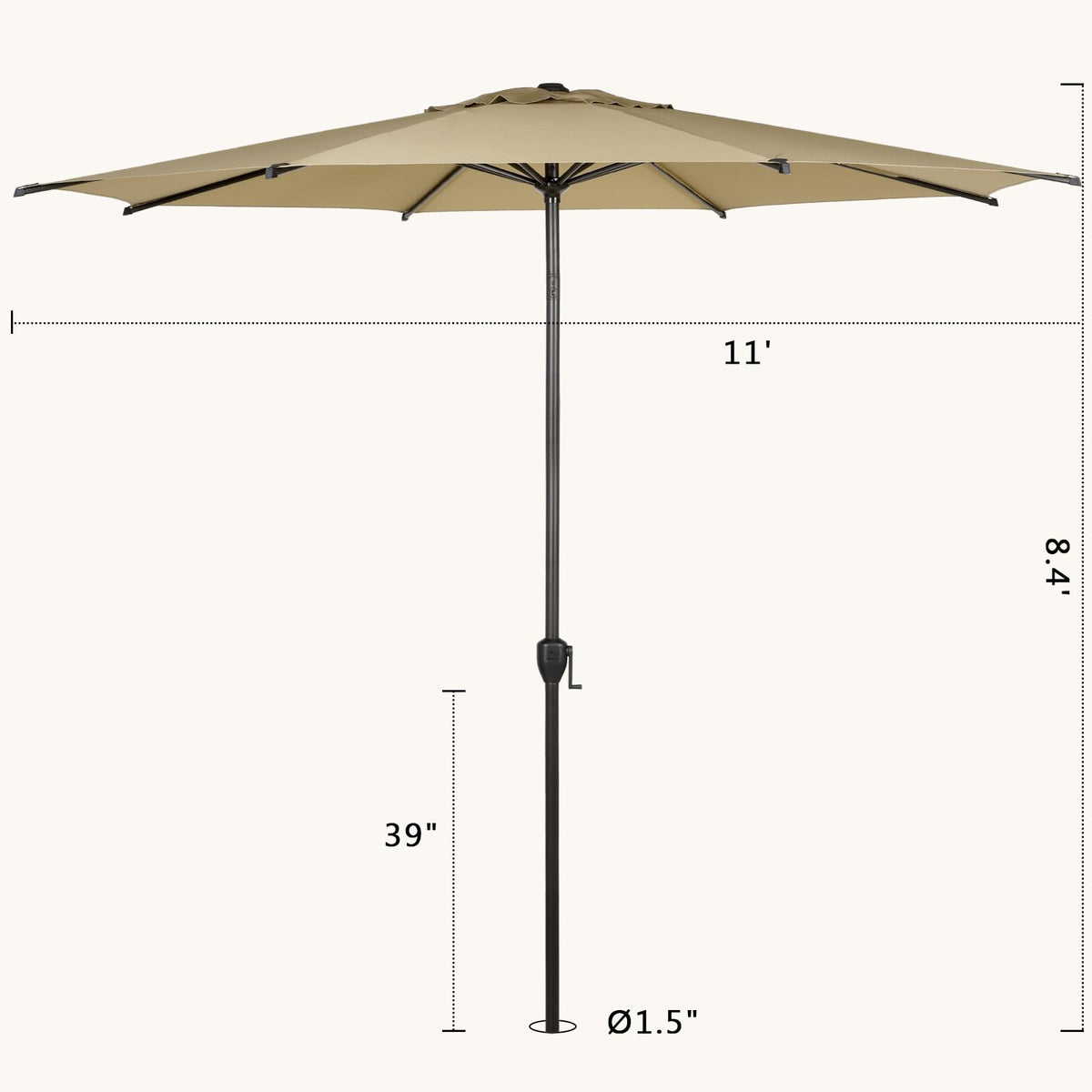 11FT Lyon Outdoor Patio Umbrella Outdoor Table Umbrella with Push Button Tilt and Crank Market Umbrella 8 Sturdy Ribs UV Protection Waterproof for Garden Deck Backyard Pool Tan (11 FT(8 Ribs) / Tan)
