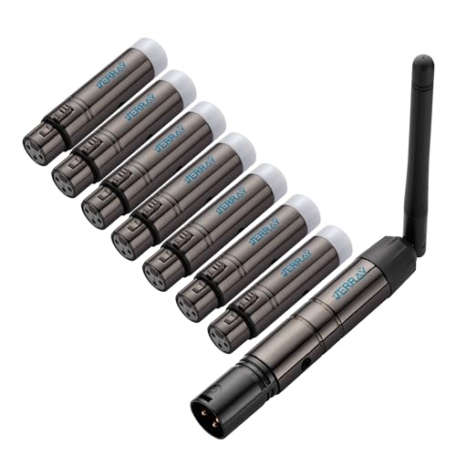 8Pcs DMX Wireless 7 Female Receivers &1 Male Transmitter Control 2.4G Dfi DJ Short version for Led Stage PAR Party Light…