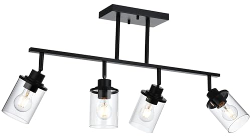 4 Light Black Farmhouse Track Lighting Fixtures Ceiling (Black / 4 Light)