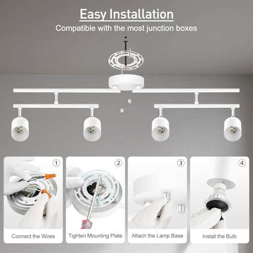 Track Lighting Fixtures Ceiling LED (White / 30" 4 Light Track Light)