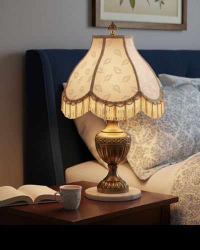 30336 Tranditional Scallop Dome Shape Spider Construction Lamp Shade in Butter Cream Jacquard Fabric (Butter Cream & 13" Wide)