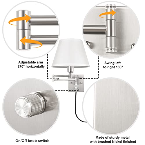 Wall Sconces Plug in (White-Remote / Medium)