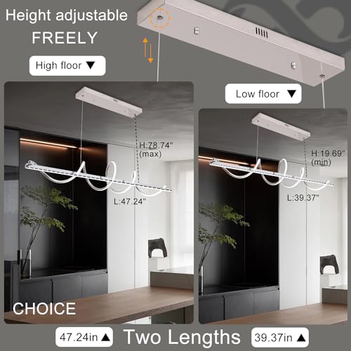 Modern LED Pendant Light for Kitchen Island Lighting (Electroplated Chrome / 39.37")