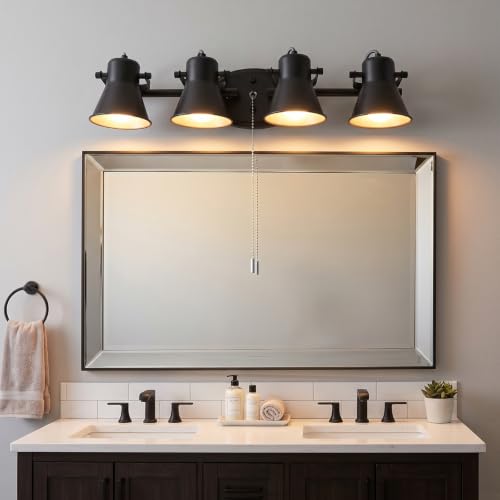 4 Light Black Track Lighting with Pull Chain (4-Light / Black Pull Chain)