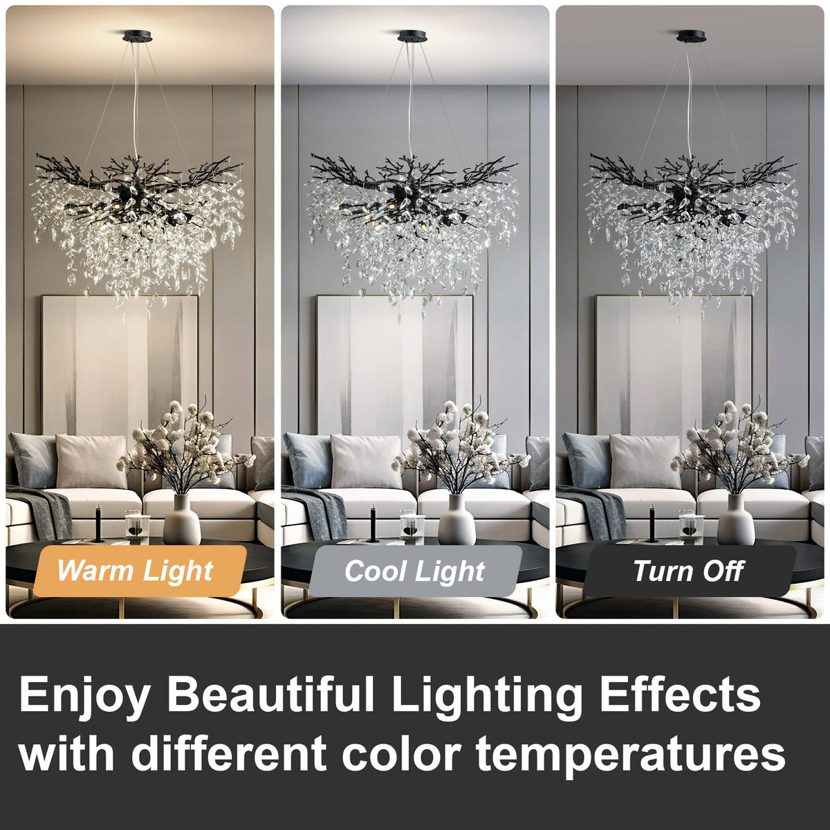 40" Black Crystal Chandelier (Black / Round-D40")