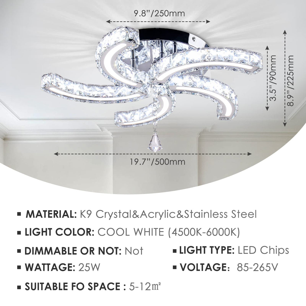 Crystal Ceiling Light (Acrylic-White)