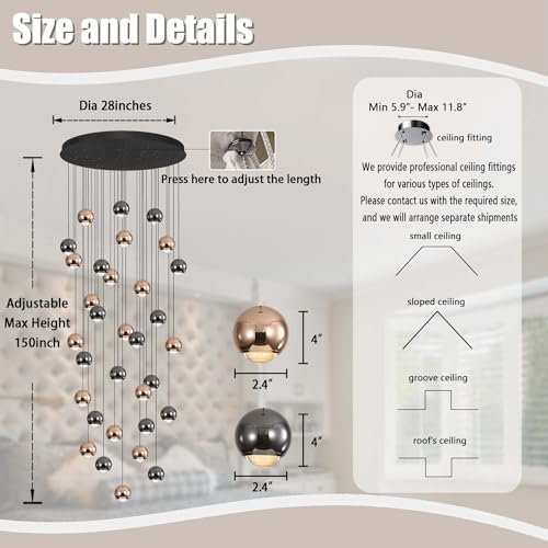 Farmhouse Crystal Chandelier (Ball 32-light / Black Gold)