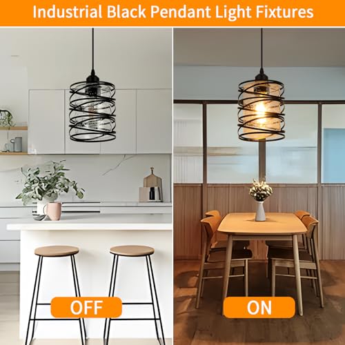 Black Modern Pendant Light for Kitchen Island Over Sink (Black Seeded Glass / 1 Light)