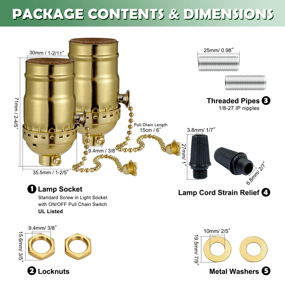Pull Chain Light Socket Replacement (Gold)