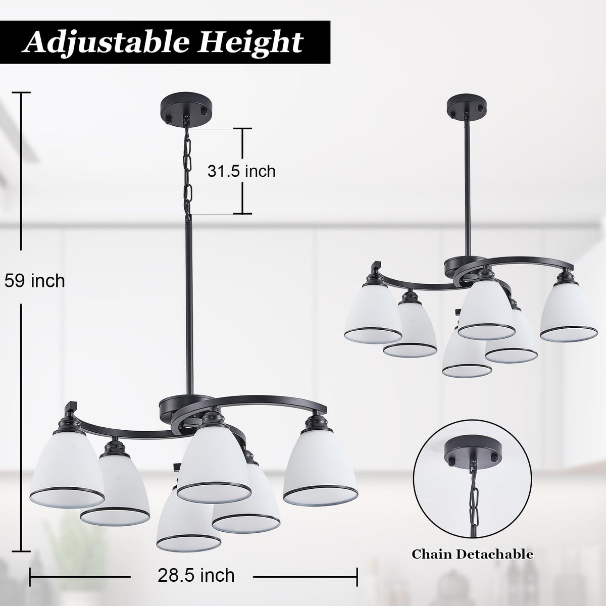 6 Light Modern Chandelier Light Fixture for Dinner Room (black-b / large-6 light)