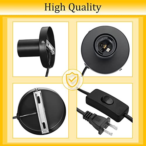 6 Pcs E26 Lamp Socket Base with 6 Ft Cord on Off Switch (Black)