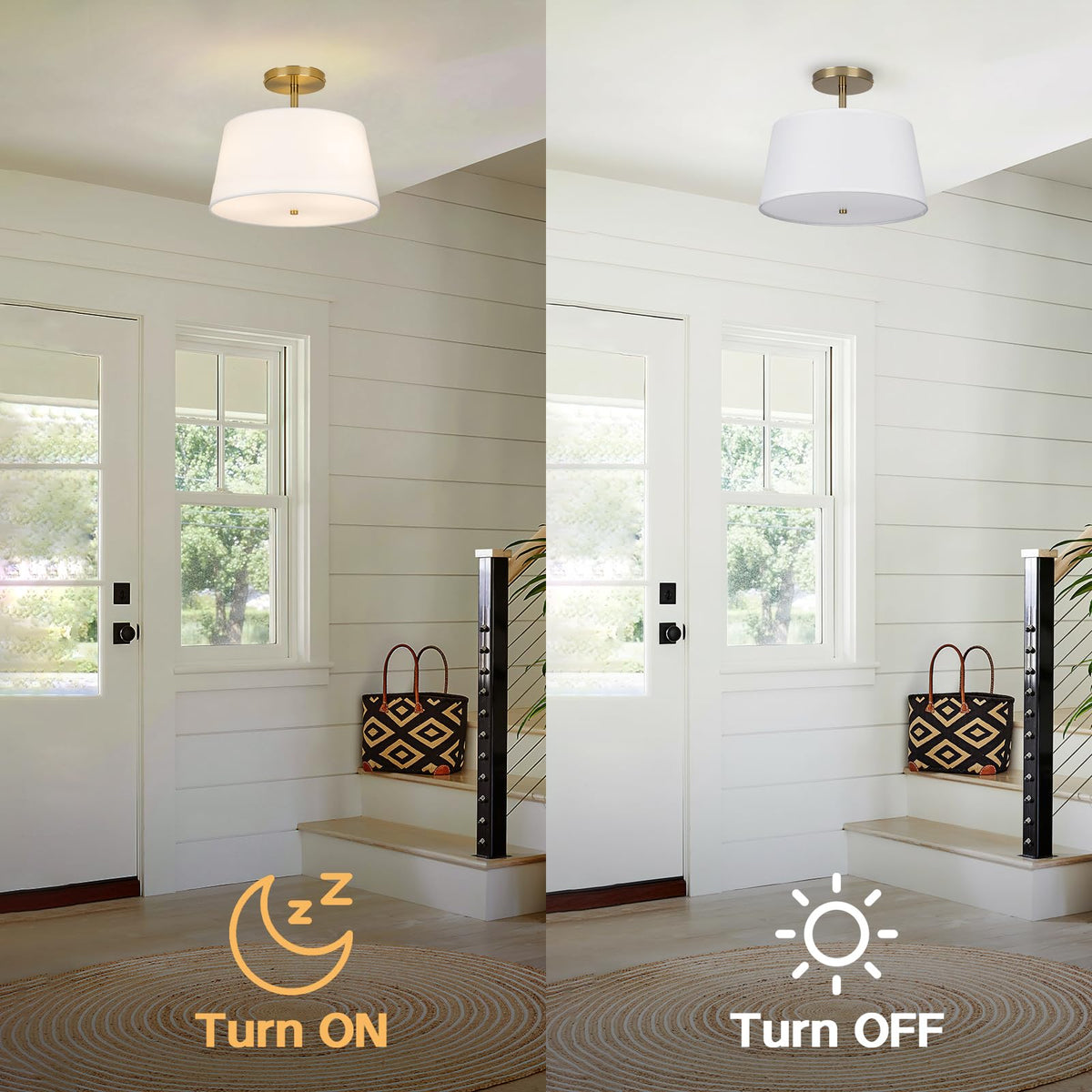 Modern Cone Shaped Semi Flush Mount Ceiling Light Fixture (Cone-White)