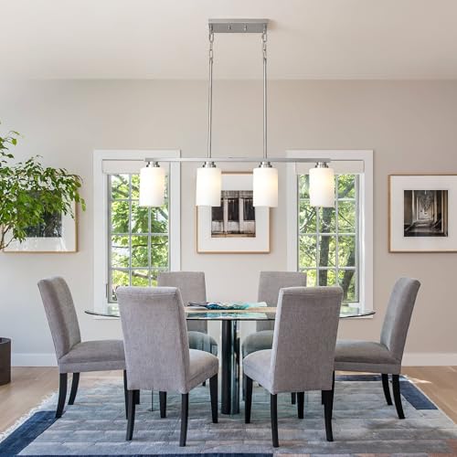 Island Light for Kitchen (Brushed Nickel / 4 Light + Milk Glass)