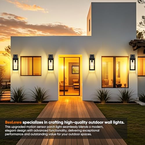 2 Pack 16” Upgraded Motion Sensor Outdoor Wall Lights (Black / 16in)
