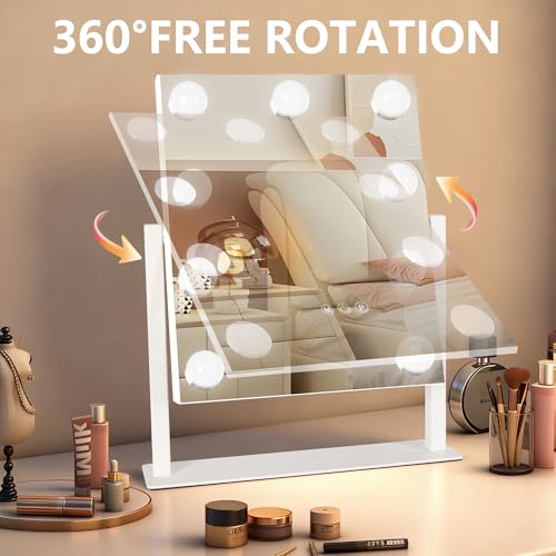 Hollywood Vanity Mirror with Lights (White / 12"L x 14"W)