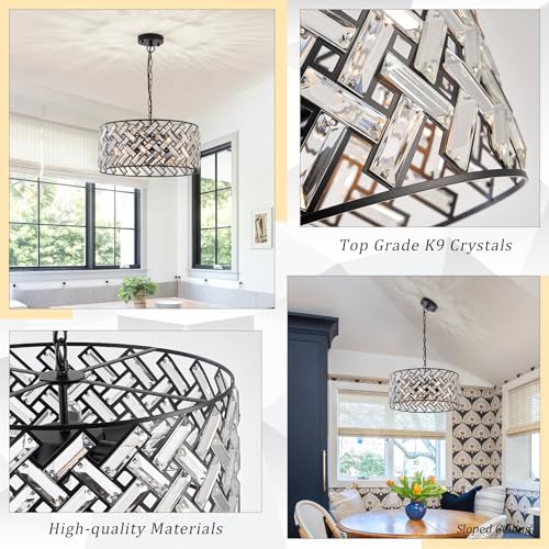 18" Black Crystal Chandelier (Large Black)