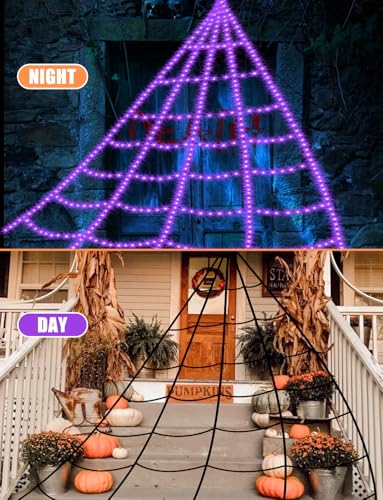 Halloween Decorations Outdoor Spider Web Lights (Purple-550LED-16.4FT-without Spider)