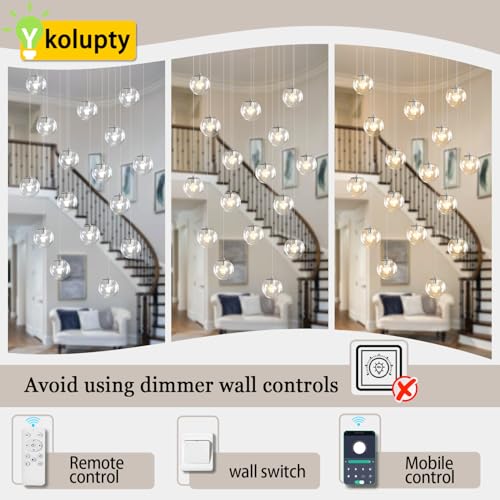 Glass Chandelier LED Modern Silver Pendant Light Globe Ceiling Light H157 Glass Ball Chandeliers for Staircase Living Room Hotel Hallway Foyer Entryway (Silver-Clear / Rectangle 16-Light)