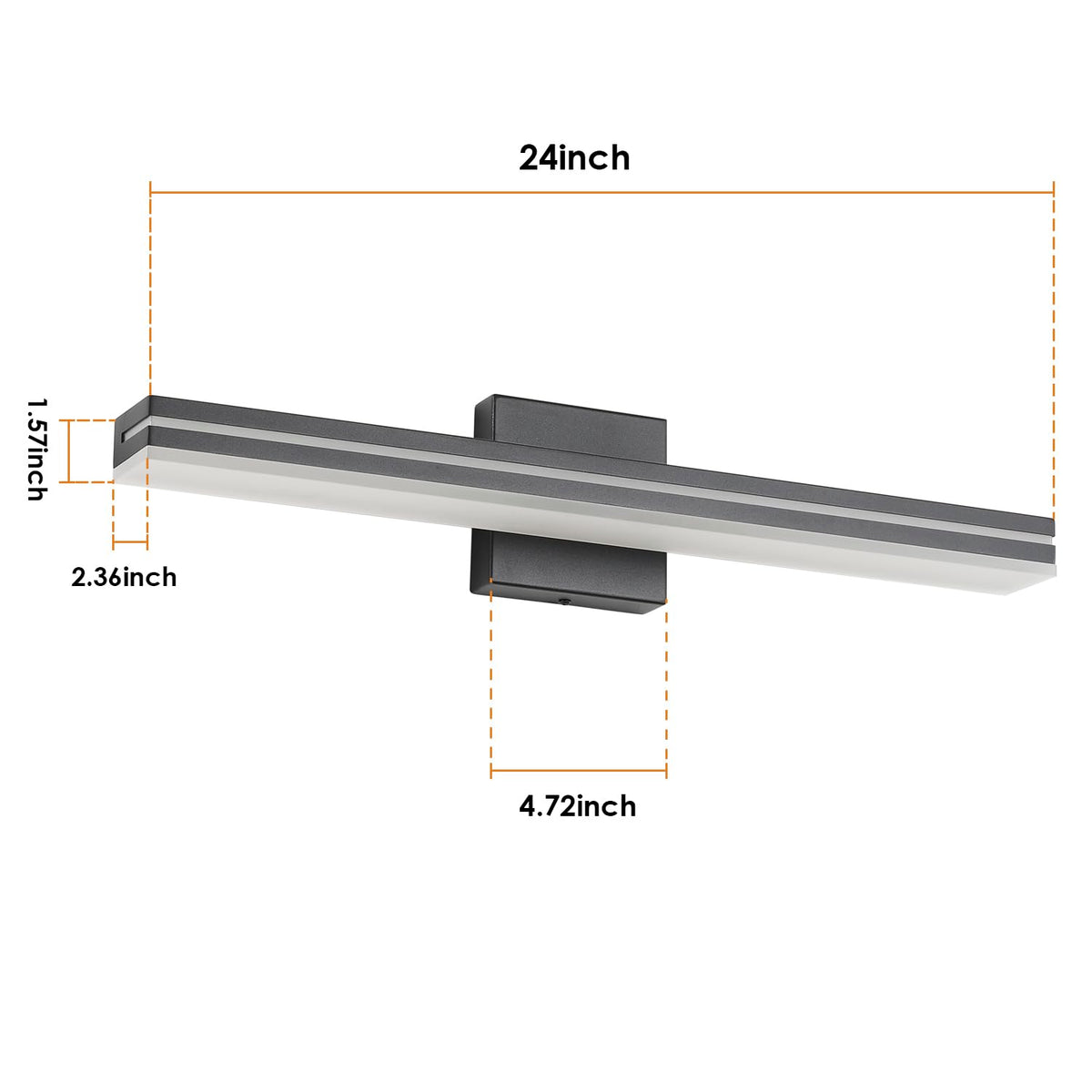 24 Inch LED Modern Bathroom Vanity Light Bar (24-Inch / Black-Cool White)
