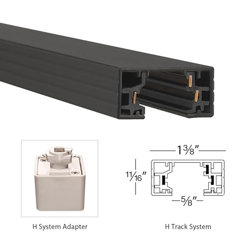 H Track 4FT Single Circuit 120V with 2 Endcaps in Black (Black / 4 Feet / H-Series)