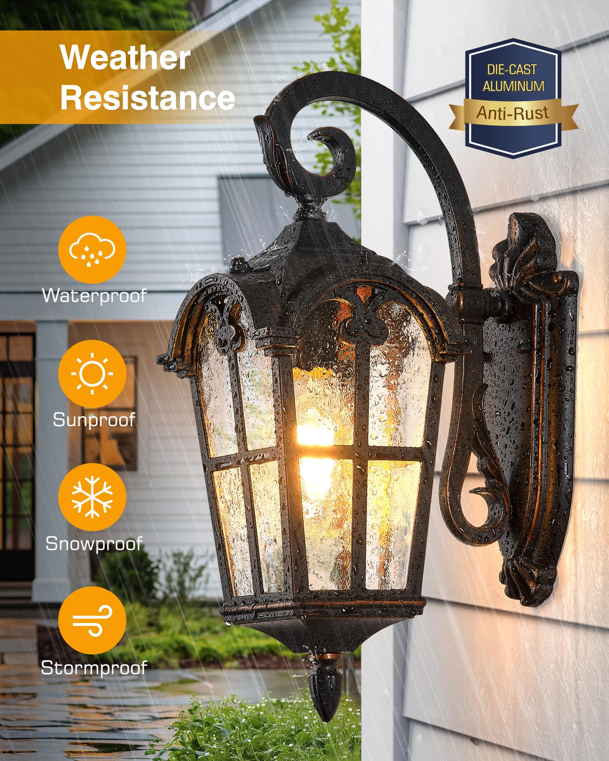 Exterior Lighting Fixtures (Vintage ORB(Gold Trim) / Down 1-Pack)