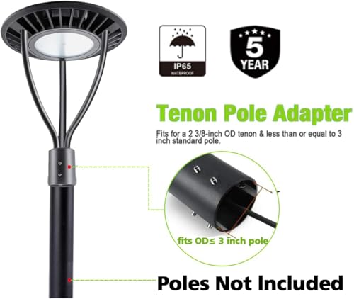 LED Post Top Pole Light with Dusk to Dawn Photocell (80/100/120/150W+3CCT Selectable)