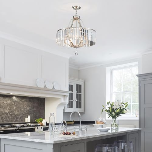 Modern Crystal Chandeliers Round 6 (168-Brushed Nickel)