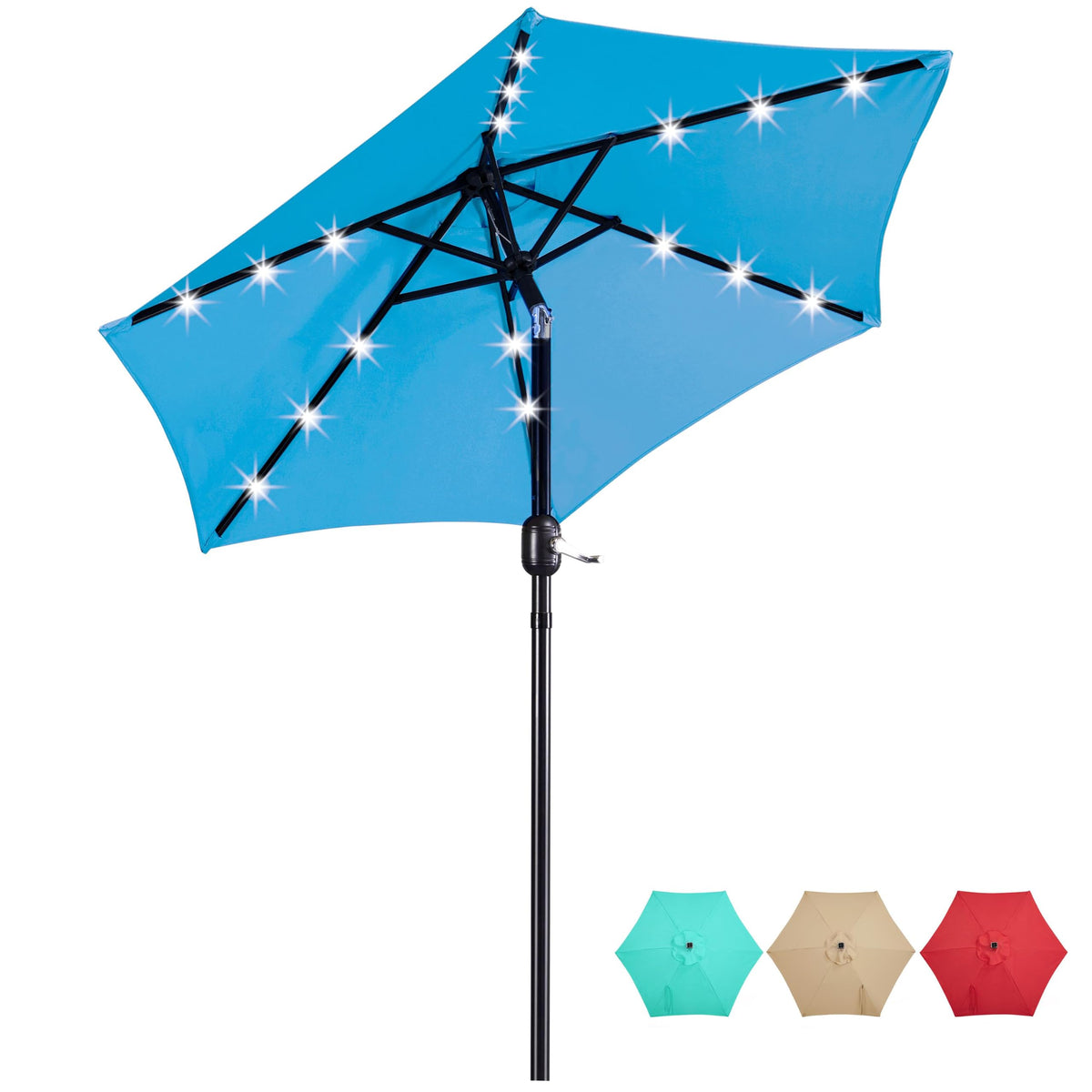 7.5FT Solar Patio Umbrella w (Sky Blue / 7.5FT)