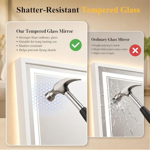 36"x48" LED Bathroom Mirror with Lights (White / 48"L x 36"W)