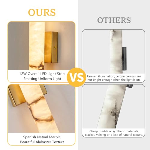 Alabaster Wall Sconce Modern LED Marble Wall Light 23.6" (Gold-Warm light / 23.6in-1pack)