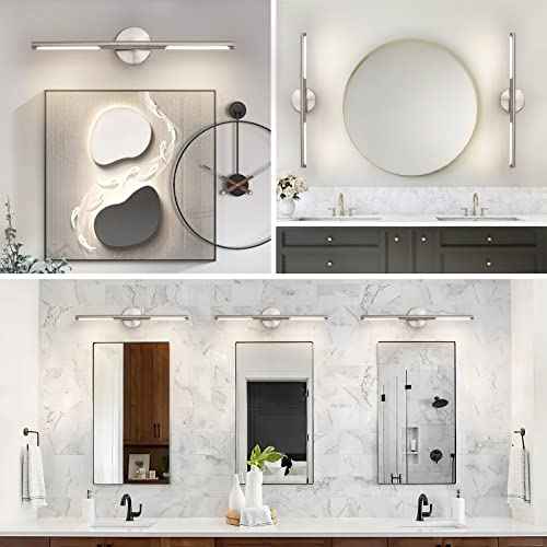 Brushed Nickel Bathroom Light Fixtures Over Mirror 24 Inch (Nickel / 24 Inch)