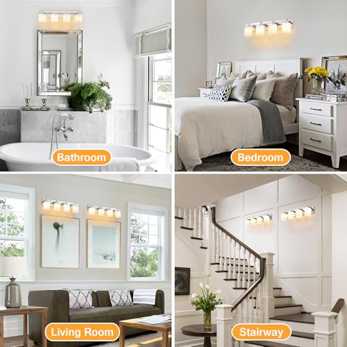 Modern Bathroom Light Fixtures Over Mirror (Chrome / 27.16 inch-4-Light)