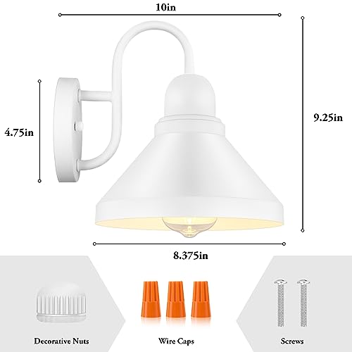 Gooseneck Outdoor Wall Lanterns (White / 9.25IN)