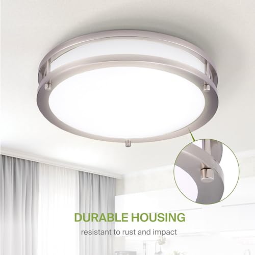 LED 12" Round Flush Mount Lighting (Brushed Nickel)