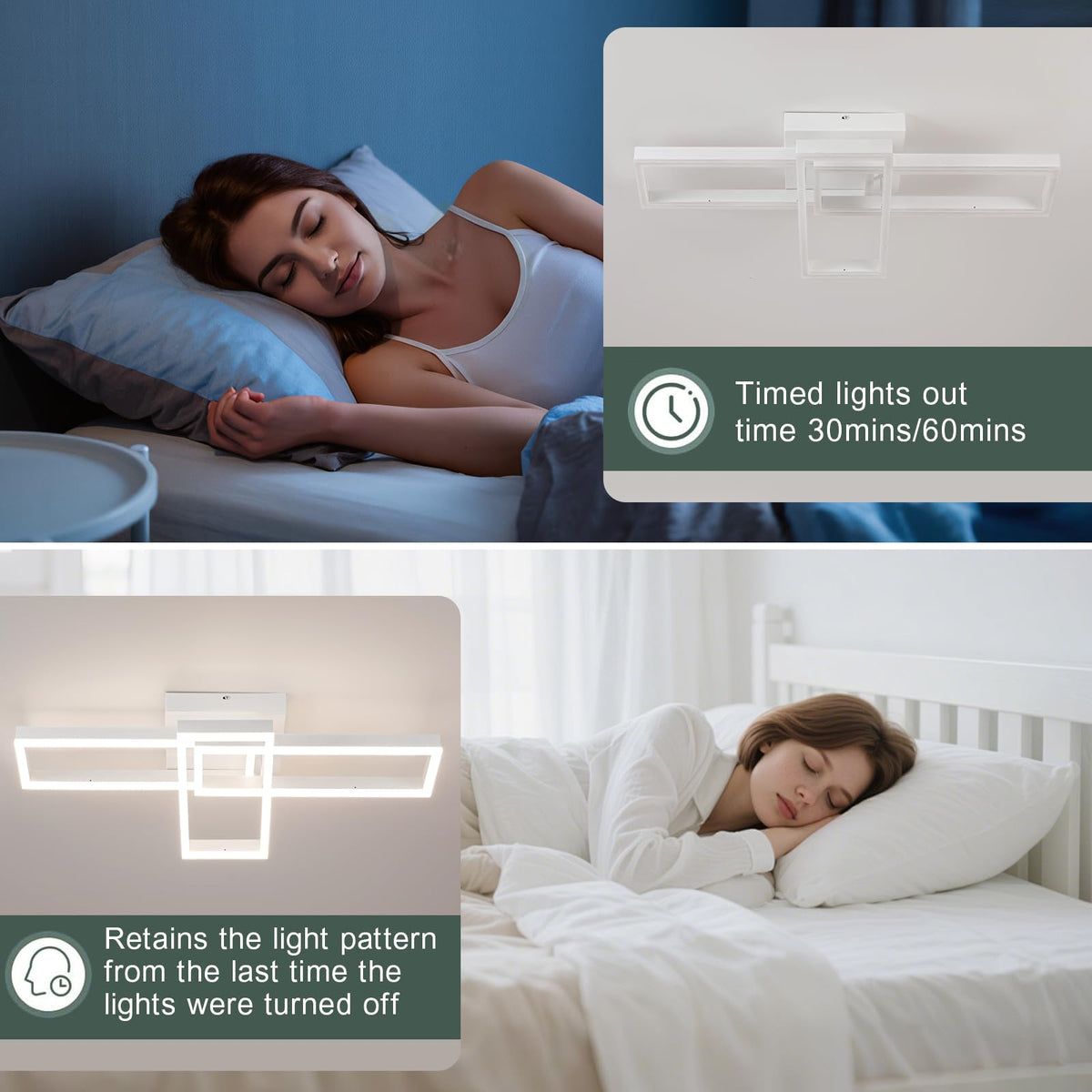 Modern Led Ceiling Light Fixtures (White 3 Square)